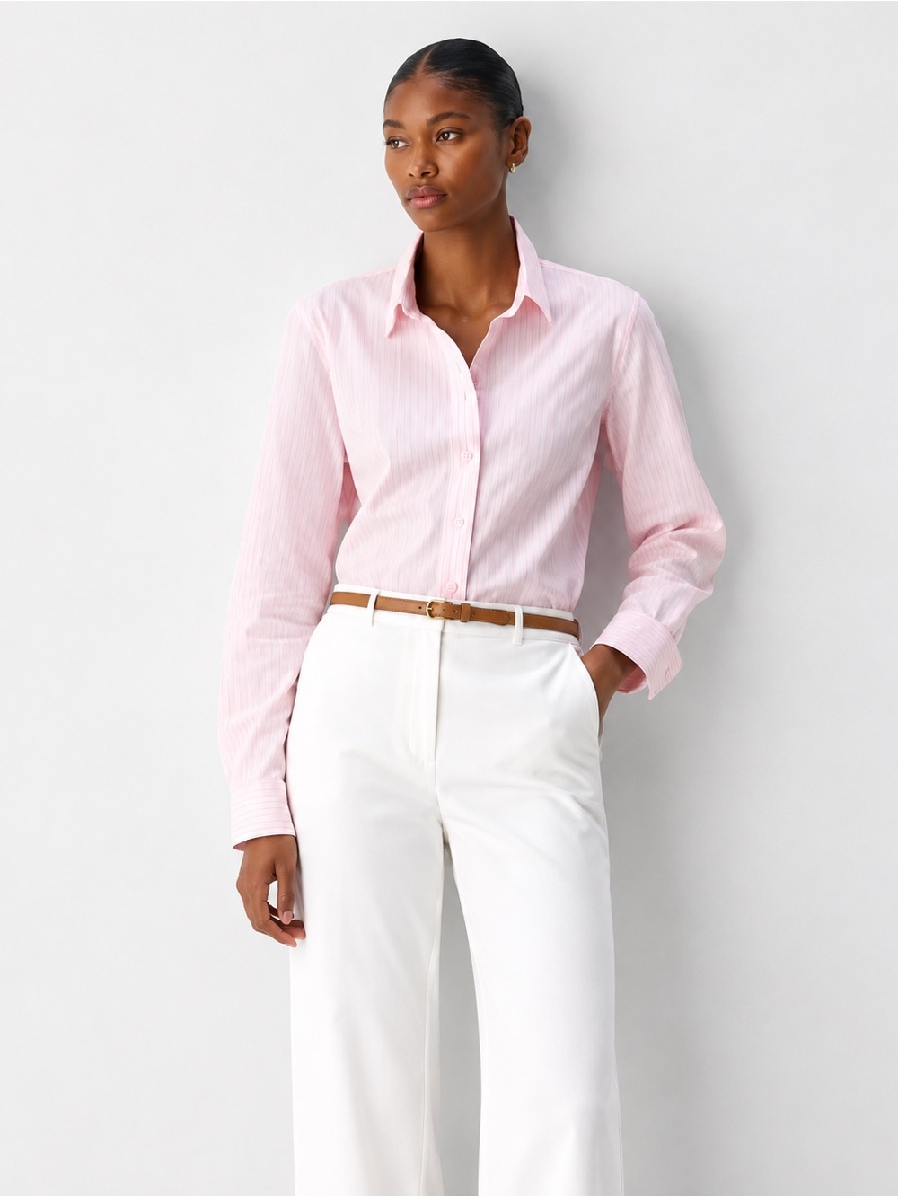 Aritzia Babaton Letterpress Shirt – Villa Pink Stripe | XS | Cotton Poplin Shirt